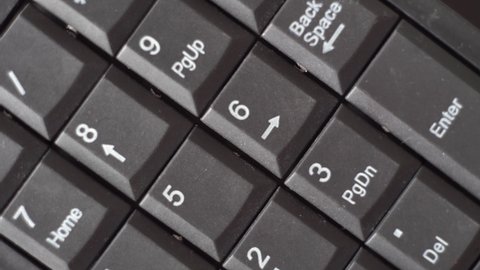 Black Keyboard Numbers White Arrows Numbers Stock Footage Video (100% ...