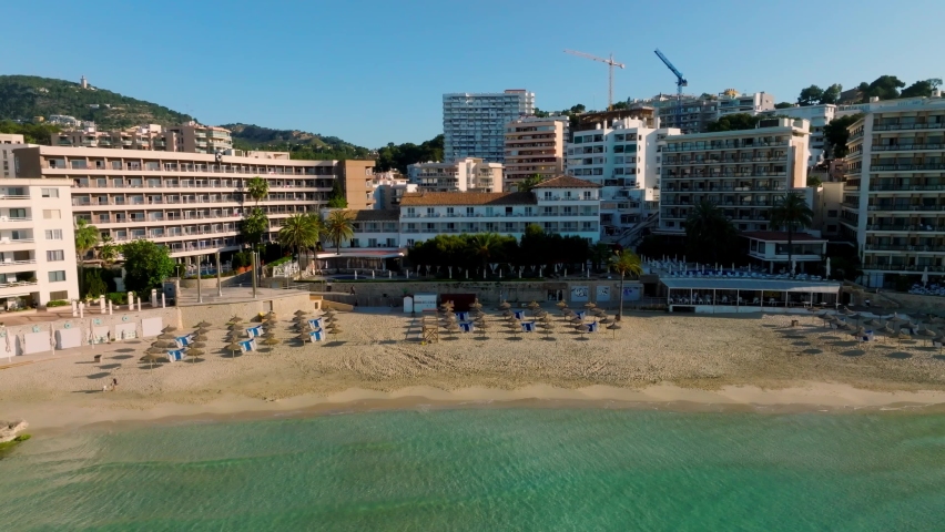 Aerial view of the capital of Mallorca - Palma de Mallorca in Spain. A touristic city by the sea.