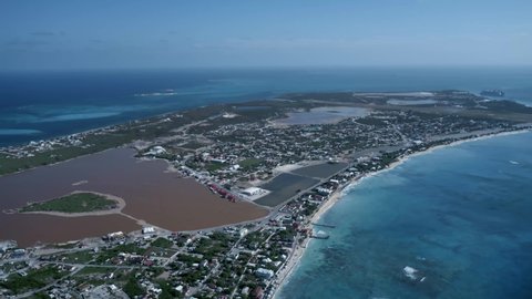 Drone footage of Grand Turk, Turks and Caicos, aerial video of Cockburn Town, Sargasso coastline and saline lake
