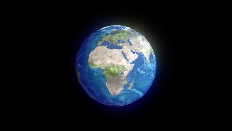 4k Video, Animation of Earth seen from space, the globe spinning on satellite view on dark background. Global space exploration space travel concept digitally generated image. 
