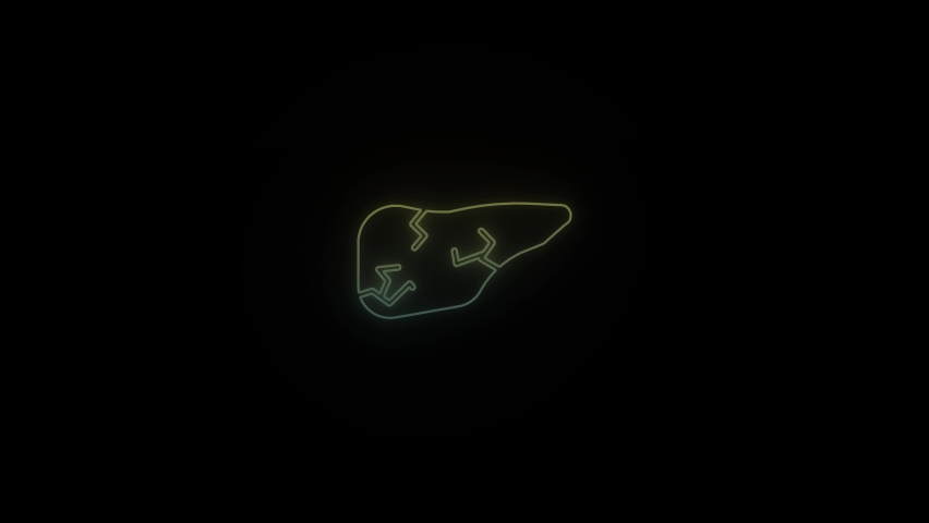 Glowing neon liver pain icon on black background. liver pain, liver disease. 4K video animation for motion graphics and compositing. | Shutterstock HD Video #1090486041