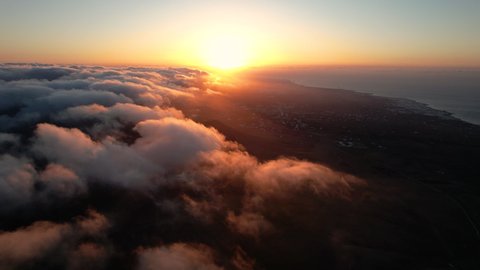 Aerial view of Lanzarote at sunrise. (Canary Islands, Spain)