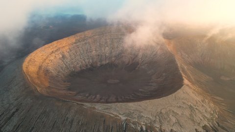 Caldera Blanca volcano crater in Lanzarote, Canary Islands, Spain