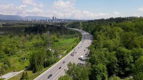 Aerial view of Trans Canada Highway, Burnaby Canada