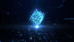 Blue Digital Cube Circle Rotation, Technology and Metaverse, Technology Digital Data Network and Blockchain Connection, Abstract Background - Powered by Shutterstock - Get 15% off with code: PIKWIZARD15