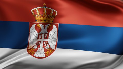 Republic of Serbia flag background waving in the wind cycle looped video