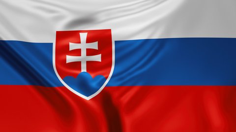 Slovak Republic or Slovakia flag background waving in the wind cycle looped video