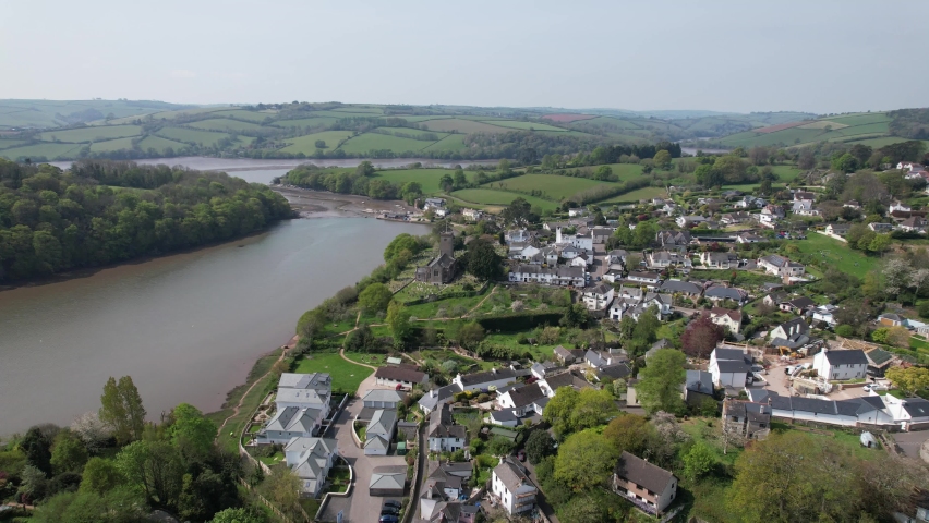 Stoke Gabriel Village , Devon UK drone aerial view from above