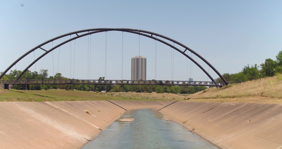 Aerial of the Buffalo Bayou in Houston, Texas
