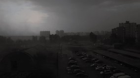 terrifying dark thunderstorm over a city in Ukraine. dust and smoke at night. - Powered by Shutterstock - Get 15% off with code: PIKWIZARD15