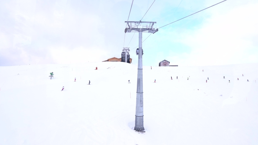 Cable car ride from Grindelwald to Mannlichen in Switzerland