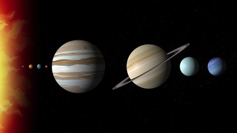 Solar system zoom to the planet Uranus
