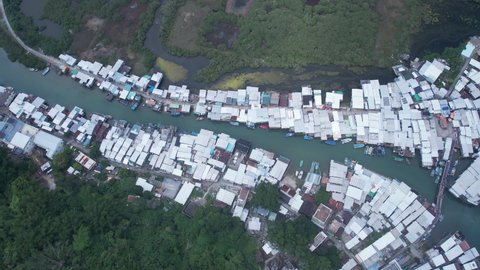 aerial view of Tai O village in Hong Kong Lantau island