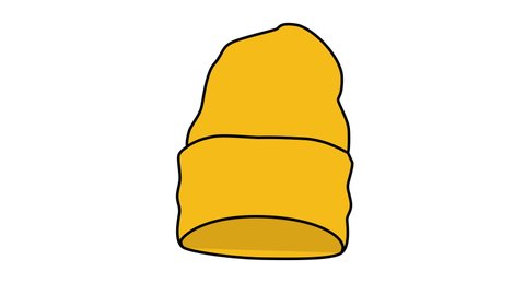 Yellow hat beanie seamless loop animation. Luma matte, alpha channel. 2d element for your design.