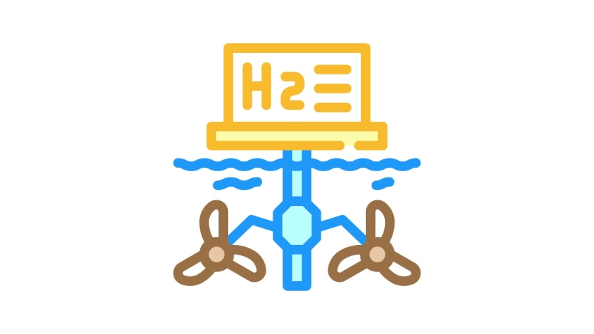 Floatage station for hydrogen production color icon animation | Shutterstock HD Video #1090526407