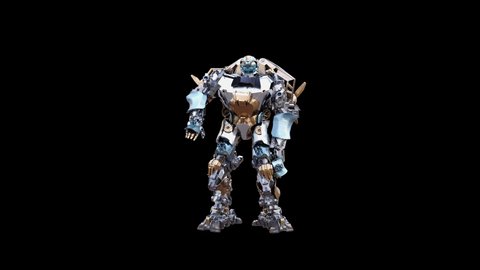 Character Robot Dancing, robot with Realistic, 3d rendering, Animation Loop, cartoon, included in the end of the clip with Alpha matte.