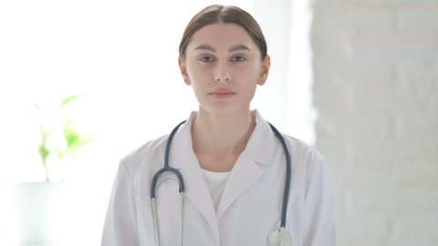 Portrait Female Doctor Showing Yes Sign Stock Footage Video (100% ...