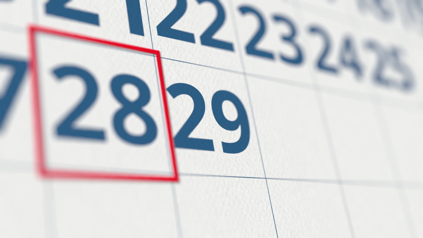 Calendar with marked 29 day of the month close-up Royalty-Free Stock Footage #1090544817