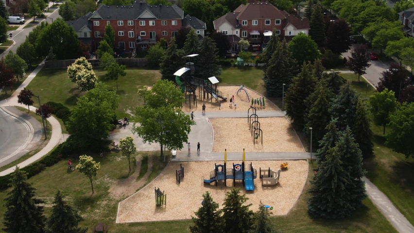An aerial view of the playground in Ontario, Canada