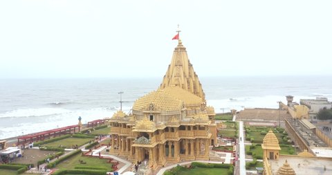 somnath , Gujarat , India - 05 20 2022: Temple of Lord Shiva in Somnath, Gujarat, one of most famous Jyotirlinga of India. Temple of lord Shiva.
