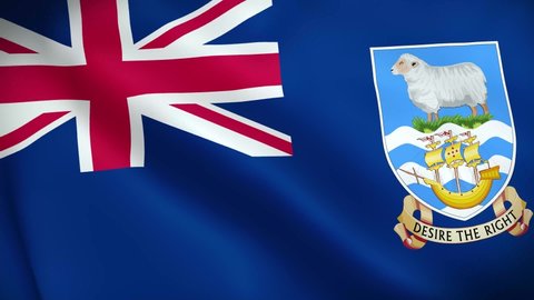 4K National Animated Sign of Falkland, Animated Falkland flag, Falkland Flag waving, The national flag of Falkland animated.