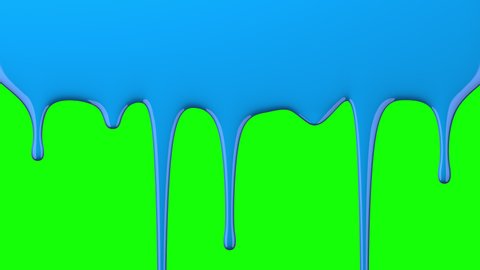 Blue paint drips on green screen and transparent background. Liquid flowing down the surface in streams, melting drops forming streaks. 3D animation. Chroma key, alpha channel ProRes 4444 in 4k UHD. – Video có sẵn