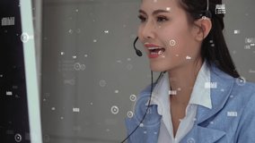 Customer support call center provide data in conceptual vision . Business and communication technology concept . - Powered by Shutterstock - Get 15% off with code: PIKWIZARD15