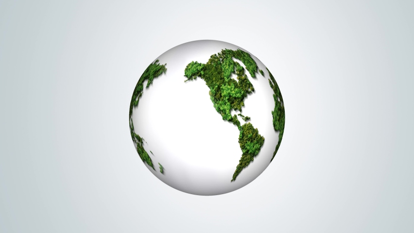 Green World Map animation- Earth day video tree or forest shape of world map isolated on white background. Earth Day or Environment day Concept. Green earth with electric car. Paris agreement concept. | Shutterstock HD Video #1090577657