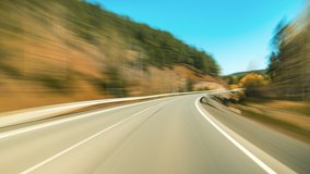 Timelapse of a Speedy Day Drive. View From the Car Windshield to the Country road. Hyperlapse Road Trip Sort of Dashcam POV. Travel Concept - Powered by Shutterstock - Get 15% off with code: PIKWIZARD15