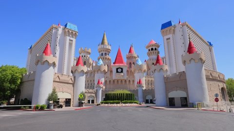 Las Vegas, MAY 13 2022 - Sunny exterior view of the Excalibur Hotel and Casino