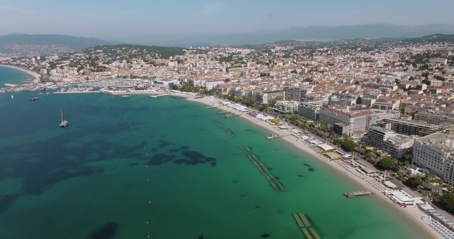 Aerial view at French Riviera on a sunny morning