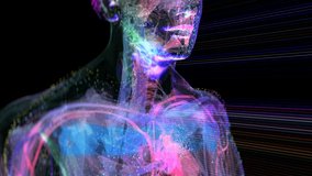 Human body Analysis Digital Healthcare and Innovative Medical Technology Augmented Reality Concept of Biometric Scan,  Modern virtual Detailed human body Medical Scan with data and Infographics - Powered by Shutterstock - Get 15% off with code: PIKWIZARD15