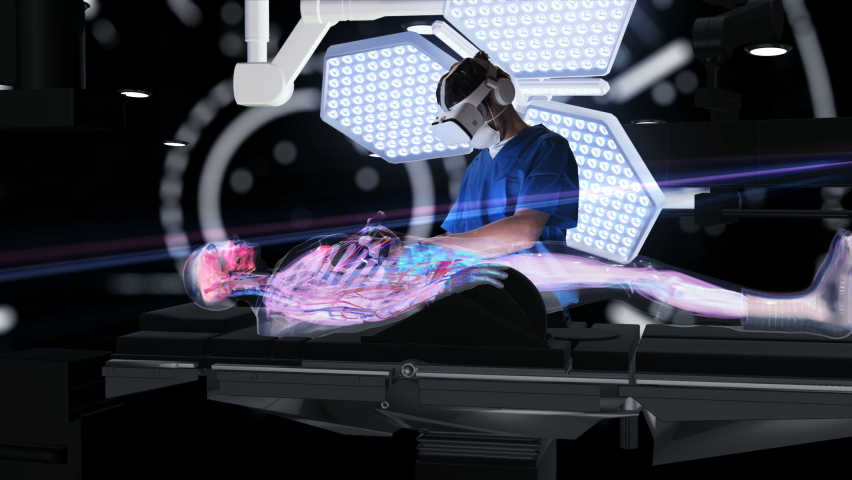 Medical technology concept- Surgeons Doctor Performing Surgical Operation using Augmented Reality VR Glasses in Modern Operating Room to Investigate Patient Heart Status, cyber futuristic concept  - Powered by Shutterstock - Get 15% off with code: PIKWIZARD15