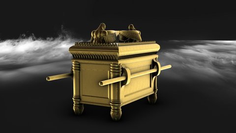 Ark of the covenant 360 rotation - 3d animation model on a black background