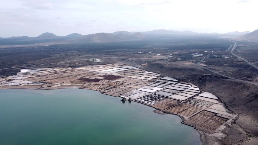 Janubio Salt Flats in Lanzarote aerial view