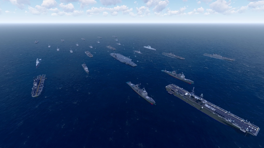 Aircraft carrier fleet battle group goes to sea