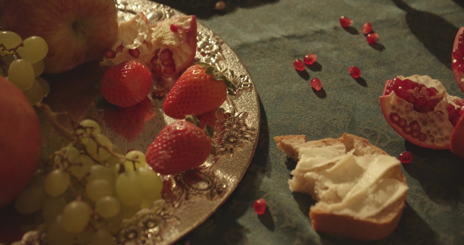 Pieces of Fruit on traditional table