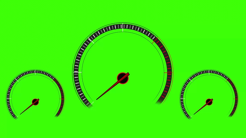 Three speedometer 4K Animation with Green Screen. Modern meter speed animation backdrop for keying Royalty-Free Stock Footage #1090619885