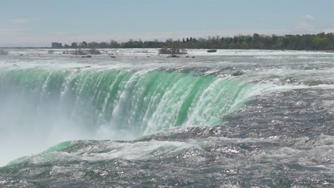 Niagara Falls, Canada, Slow Motion - Slow motion of the back of the Horseshoe Falls during a sunny day