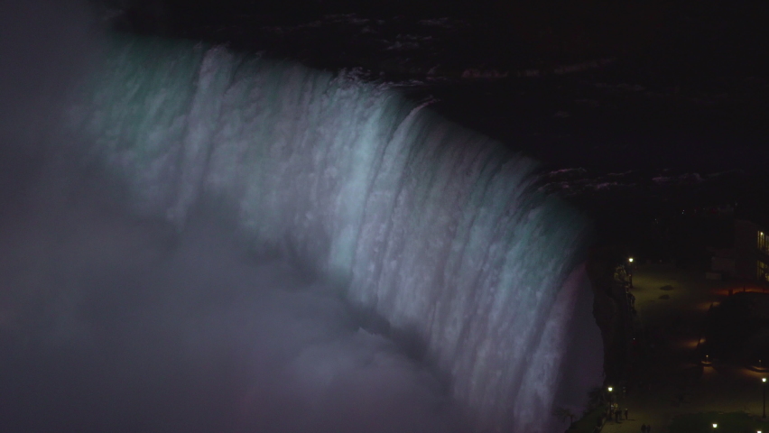 Niagara Falls, Canada, Video - The Horseshoe Falls at night as seen from the Skylon Tower