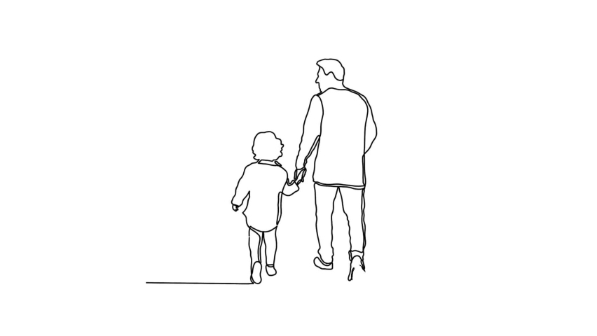Father and Child Continuous Line Art, Father's Day Line Sketch Doodle, One Line Animation Royalty-Free Stock Footage #1090627467