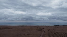 Kapchagay Konayev Main Trail Nature, 4K Drone Video of the Kazakhstan Steppe, Desert and Sea, Water Reservoir