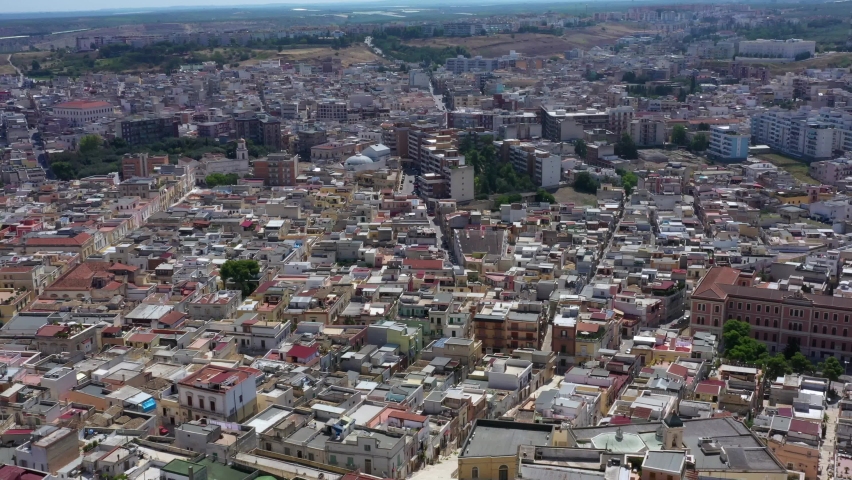 Aerial view of Canosa di Puglia town located in the province of Barletta, Andria, Trani, Italy 