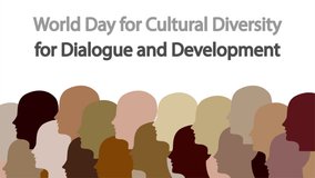 World Day for Cultural Diversity for Dialogue and Development people, art video illustration.