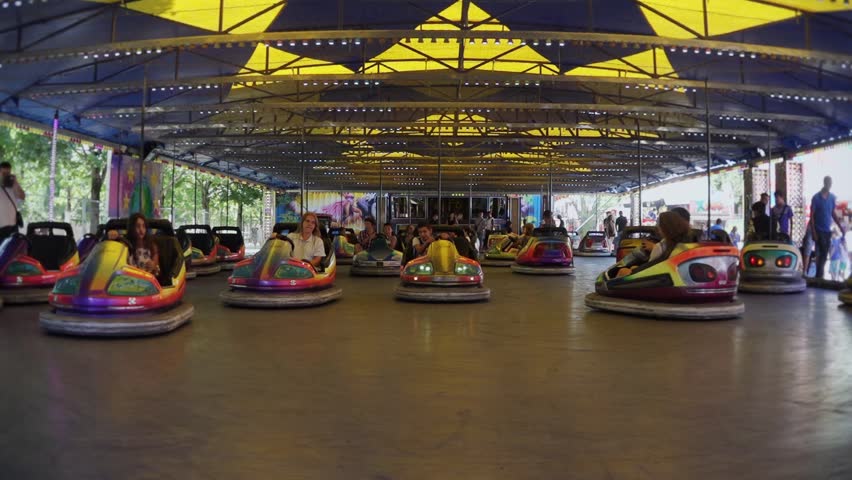 Bumper Cars Ride - Fisheye Stok Videosu 