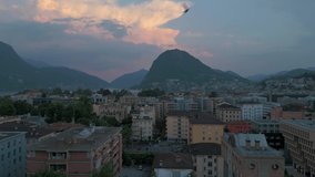 Aerial video of Lugano, Switzerlan