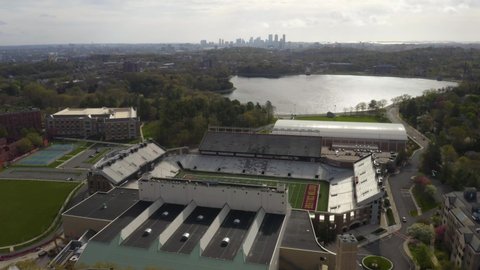 Newton , MA , United States - 05 08 2022: Drone Shot Above Alumni Stadium, Home of the Boston College Eagles