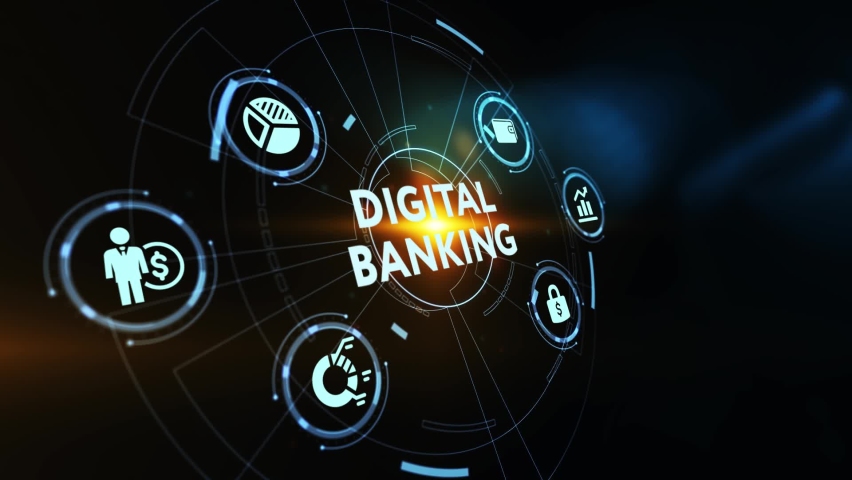 Business, technology, internet and networking concept. digital banking on the virtual display.
