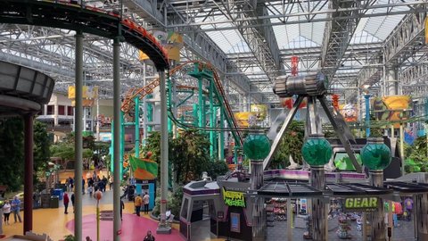 Bloomington, Minnesota - April 11 2022: The roller coasters at the Mall of America