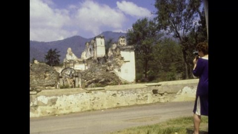 ANTIGUA, GUATEMALA OCTOBER 1978: Santa Clara church ruins in 70's